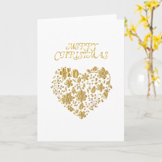 Merry kerst Heart Kaart (Gele Bloem)
