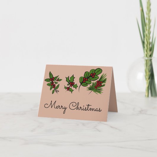 Merry kerst Hollies Bedankkaart (Voorkant)