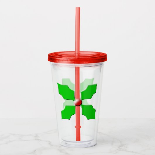Merry kerst Holly Acryl Drinkbeker (Voorkant)