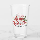 Merry kerst Holly Beer Glass Glas (Achterkant)