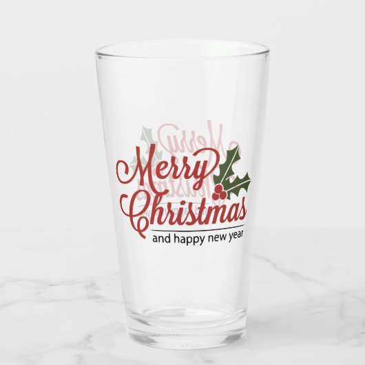 Merry kerst Holly Beer Glass Glas (Achterkant)