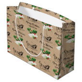 Merry kerst Holly Berries Winter Kraft Brown Groot Cadeauzakje (Achterkant Gekanteld)