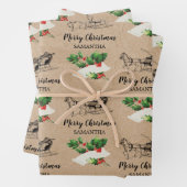 Merry kerst Holly Berries Winter Kraft Brown Inpakpapier Vel (In situ)