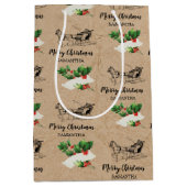Merry kerst Holly Berries Winter Kraft Brown Medium Cadeauzakje (Voorkant)