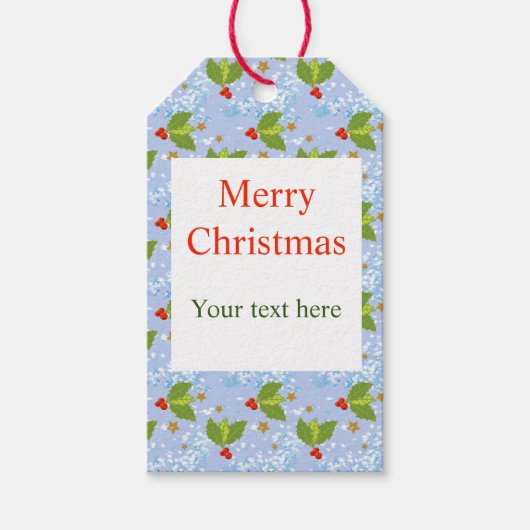 Merry kerst holly berry cadeaulabel (Voorkant)