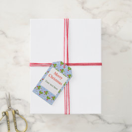 Merry kerst holly berry cadeaulabel