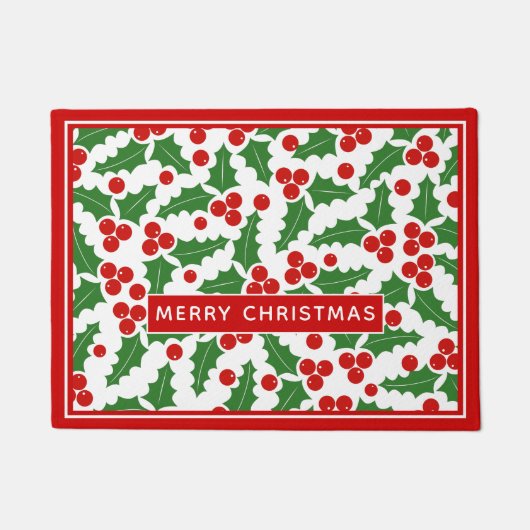 Merry kerst holly berry deurmat (Voorkant)