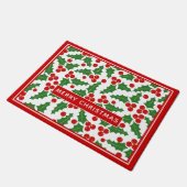 Merry kerst holly berry deurmat (Schuin)