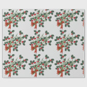 Merry kerst Holly Branch Wrapping Paper Cadeaupapier (Vlak)
