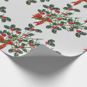 Merry kerst Holly Branch Wrapping Paper Cadeaupapier (Hoek)