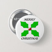 Merry kerst Holly Button (Voorkant /achterkant)
