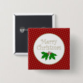 Merry kerst Holly Button (Voorkant /achterkant)