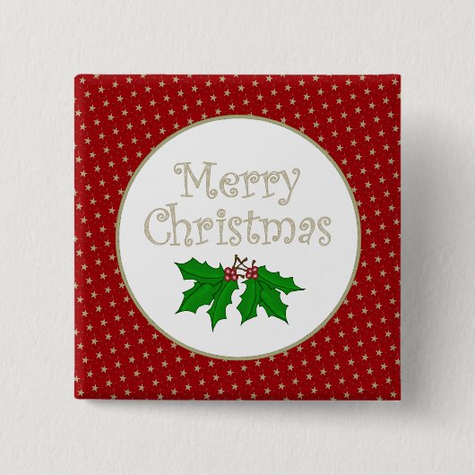 Merry kerst Holly Button (Voorkant)