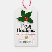 Merry kerst Holly Cadeaulabel (Voorkant)
