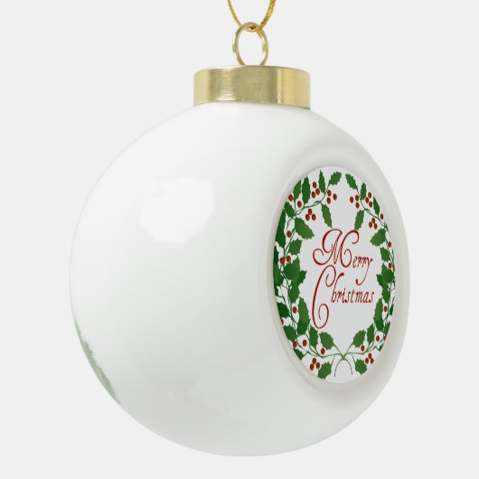 Merry kerst Holly Ceramic Ball Ornament (Links)