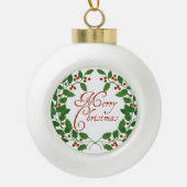 Merry kerst Holly Ceramic Ball Ornament (Voorkant)