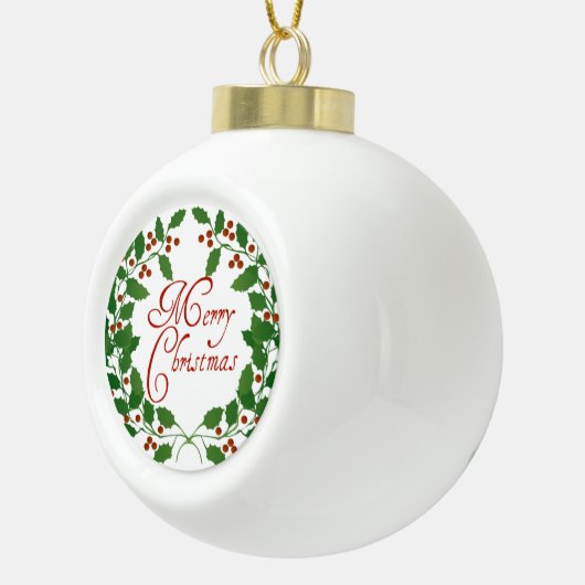 Merry kerst Holly Ceramic Ball Ornament (Rechts)