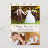 Merry kerst Holly Chevron Pattern-fotokaart Feestdagenkaart (Voorkant / Achterkant)