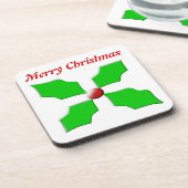Merry kerst Holly Cork Onderzetter (Linkerzijde)