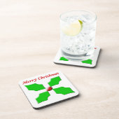 Merry kerst Holly Cork Onderzetter (Rechterzijde)