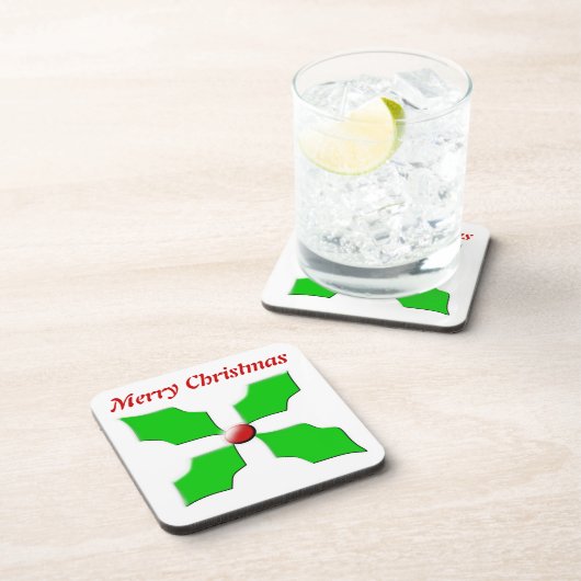 Merry kerst Holly  Cork Onderzetter (Rechterzijde)