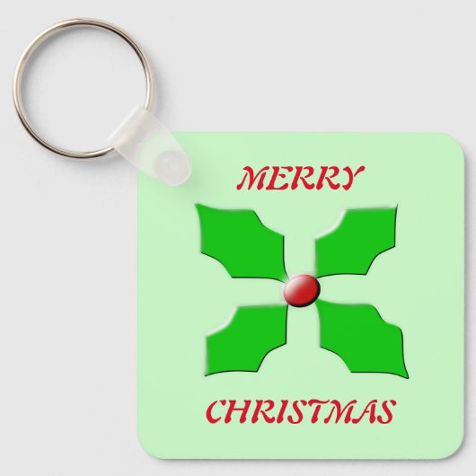 Merry kerst Holly Custom Sleutelhanger (Voorkant)