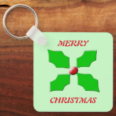 Merry kerst Holly Custom Sleutelhanger (Voorkant)