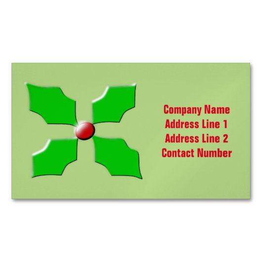 Merry kerst Holly Custom Visitekaartje Magneet (Voorkant)