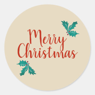 Merry kerst Holly Design Ronde Sticker