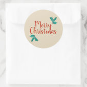 Merry kerst Holly Design Ronde Sticker (Tas)