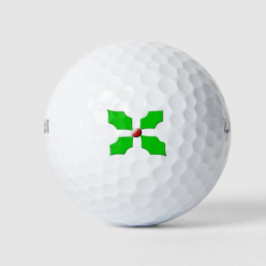 Merry kerst Holly Golf Ball Golfballen (Voorkant)