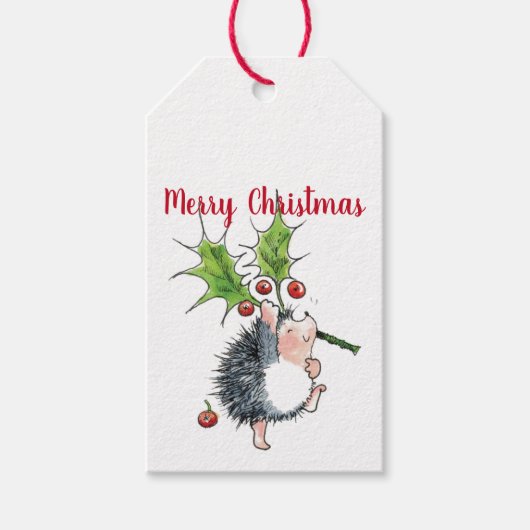 Merry kerst Holly Hedegel Cadeaulabel (Voorkant)