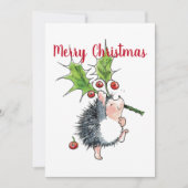 Merry kerst Holly Hedegel Feestdagenkaart (Voorkant)