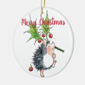 Merry kerst Holly Hedegel Keramisch Ornament (Links)