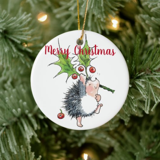 Merry kerst Holly Hedgel Personalized Keramisch Ornament (Boom)