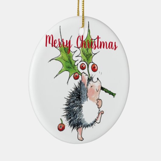 Merry kerst Holly Hedgel Personalized Keramisch Ornament (Rechts)