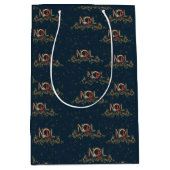 Merry kerst Holly Noel Snowflake Gold Red Blue Medium Cadeauzakje (Voorkant)