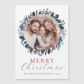 Merry kerst Holly Photo Holiday Magnet Card (Voorkant)
