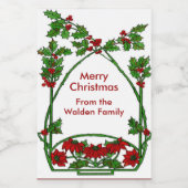 Merry kerst Holly poinsettia Voedselcontainer Etiket (Enkel label)