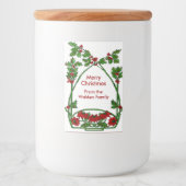 Merry kerst Holly poinsettia Voedselcontainer Etiket (Voorkant)