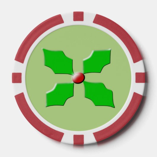 Merry kerst Holly Poker Chips (Voorkant)