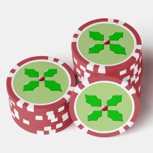 Merry kerst Holly Poker Chips (Opstapeling)