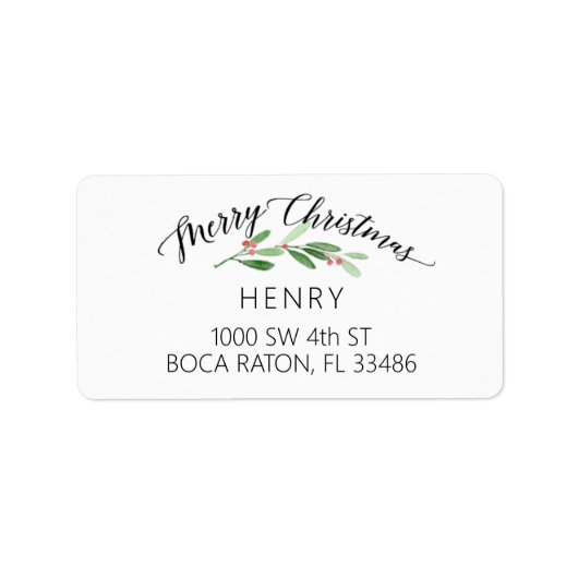 Merry kerst Holly Return-adreslabel Etiket (Voorkant)