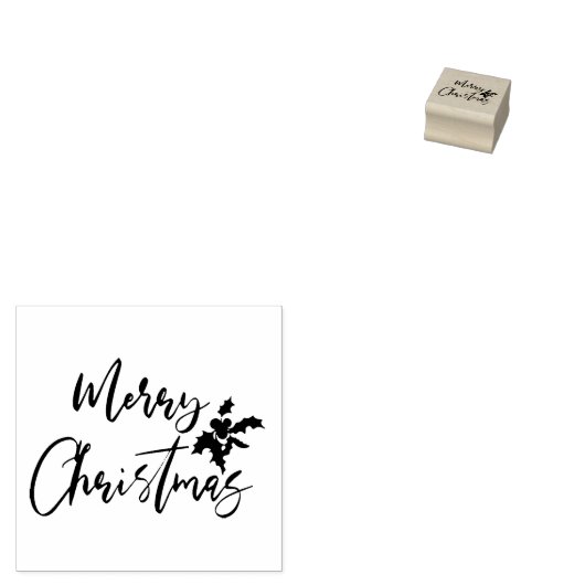 Merry kerst Holly Rubberstempel (Gestempeld)