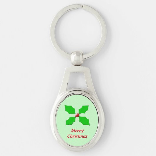 Merry kerst Holly Sleutelhanger (Voorkant)