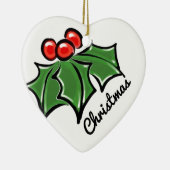 Merry kerst Holly Sprigs Keramisch Ornament (Rechts)