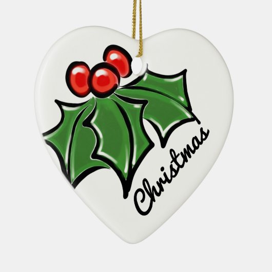 Merry kerst Holly Sprigs Keramisch Ornament (Rechts)