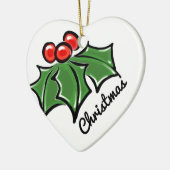 Merry kerst Holly Sprigs Keramisch Ornament (Links)
