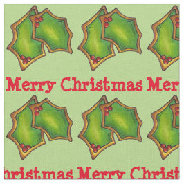 Merry kerst Holly Sugar Cookies Holiday Stof