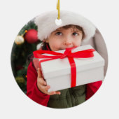 Merry kerst Holly Wreatfoto Keramisch Ornament (Achterkant)